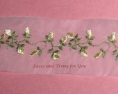 7 Yards Yellow Embroidered Roses Organza Lace Trim 1-7/8 inch wide M66A