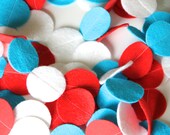 Aqua and Red Circle Felt Garland-Over 9 Feet