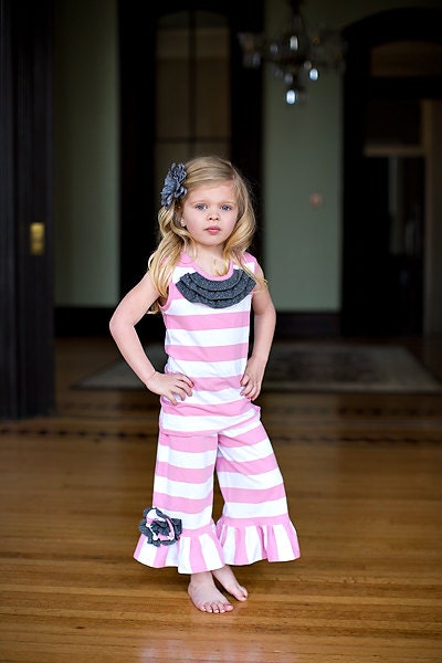 Bubblegum Pink and White Stripe Knit Capris Available in sizes 6 months to 8 years