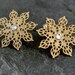 Gold Studs Earrings,Christmas Gold Snowflake Earrings,Rhinestone Snowflake Jewelry , Wedding jewelry ,Bridal earrings, Bridesmaids Jewelry