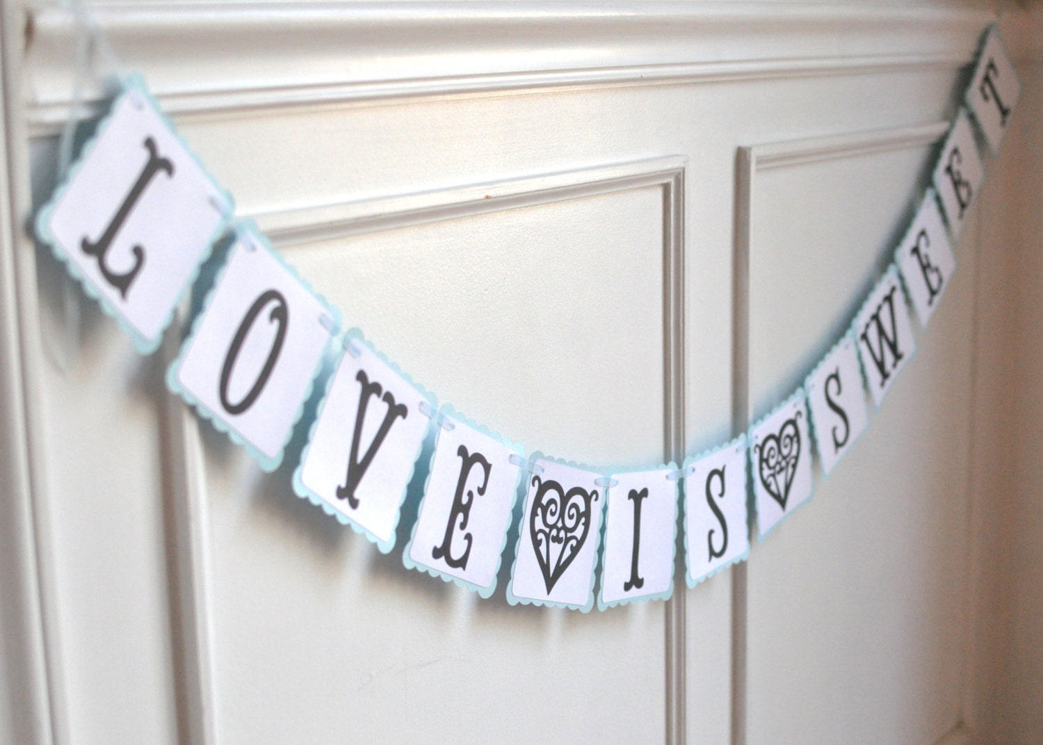 Love is Sweet Paper Banner - Customizable Colors - Wedding Reception Decoration - Mantel Decor - Bridal Shower Decor - Engagement Photo Prop