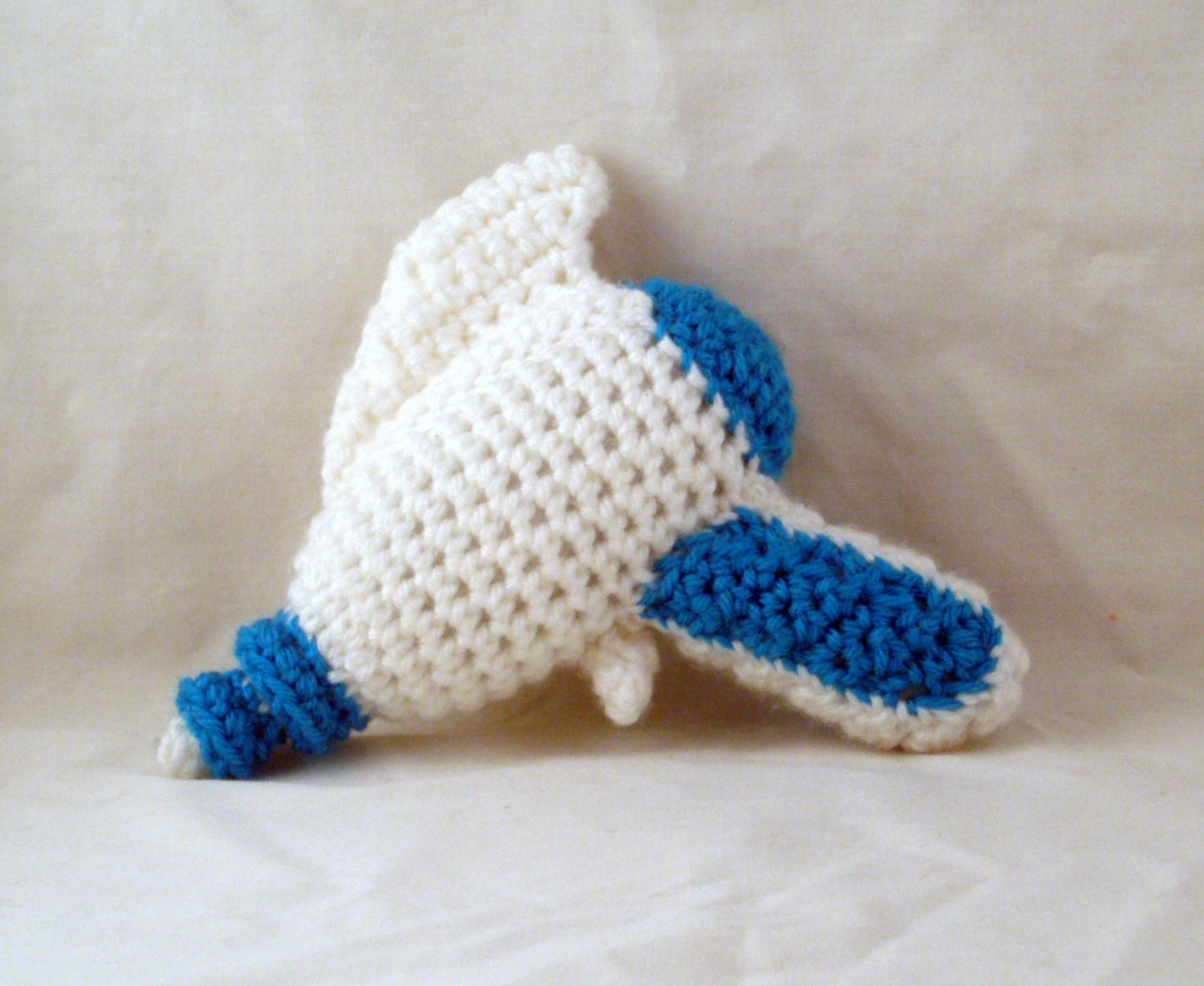 Crochet Raygun in Bright White and Electric Blue - Baby's First Raygun