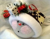 Bunco Snowman Ornament Christmas Tree Bulb Hand Painted Glass Themed with three dice Personalized