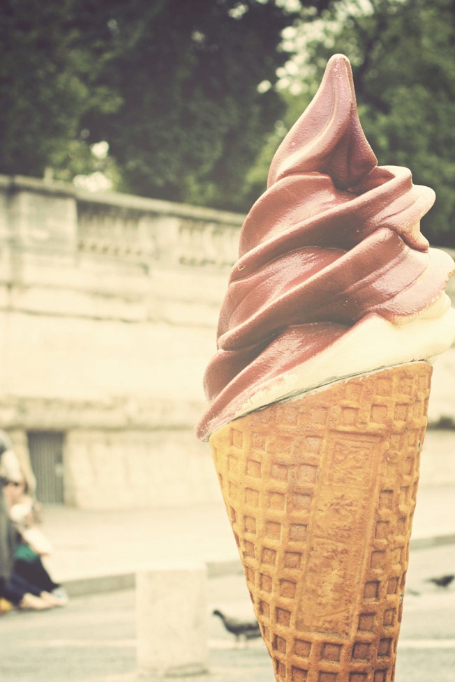 Paris Photography Ice Cream 8 x 12 Print. Paris, Ice Cream Cone, City of Light, Paris Sculpture, Chocolate Ice Cream, Paris Still Life