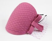 Pink Fascinator with Veil and Bow