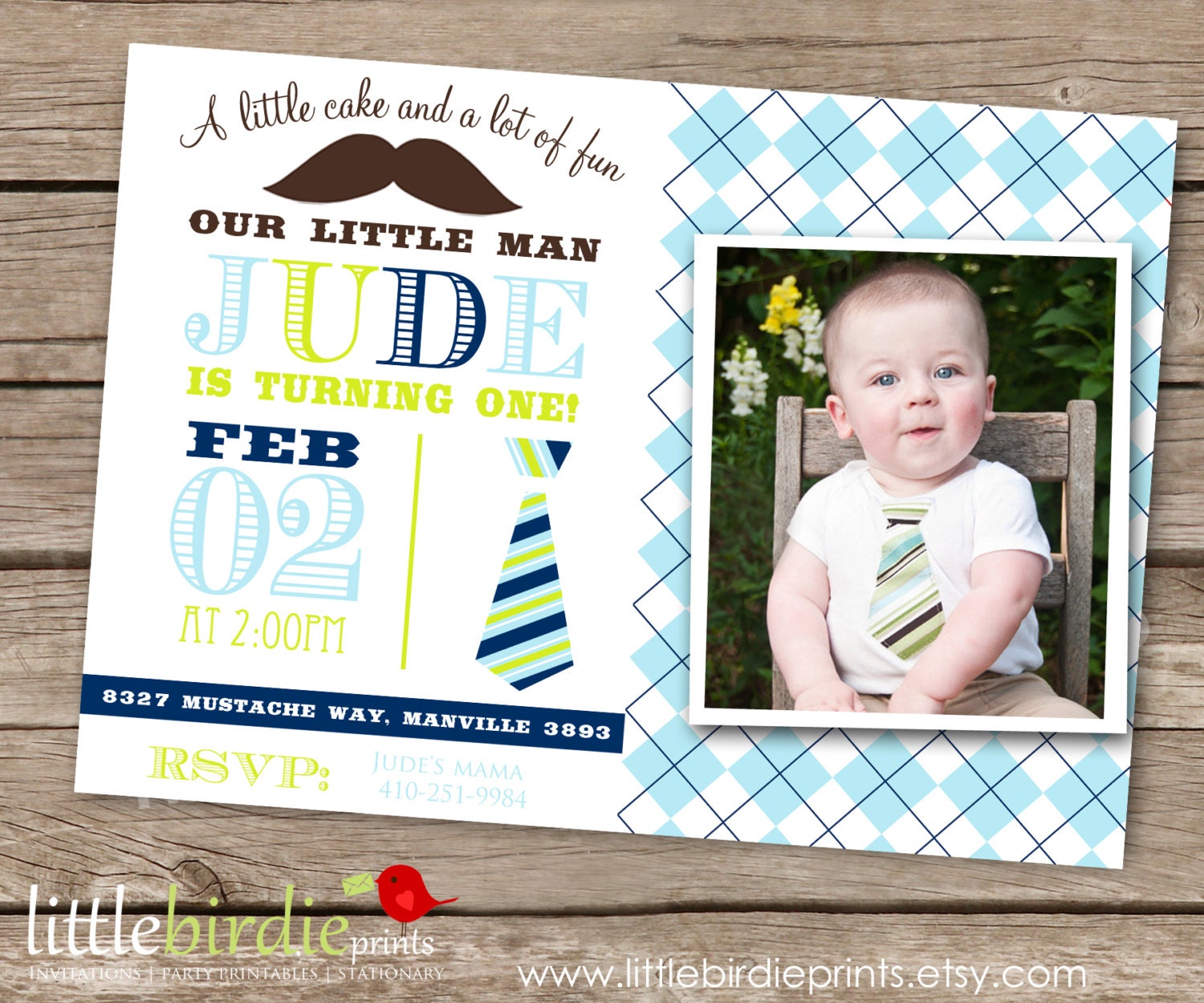 LITTLE MAN Invitation Mustache Bash Invitation PRINTABLE for your little mister birthday in Lime and Navy and Blue