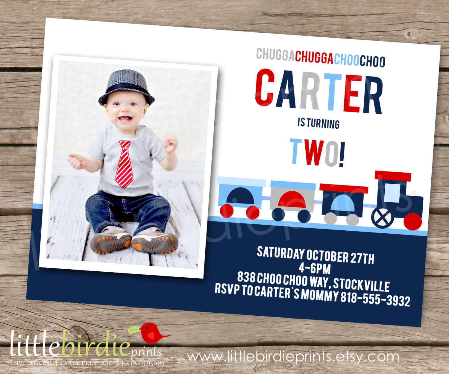 TRAIN INVITATION Birthday Party Boy Choo Choo Personalized and Printable (NEW Design)