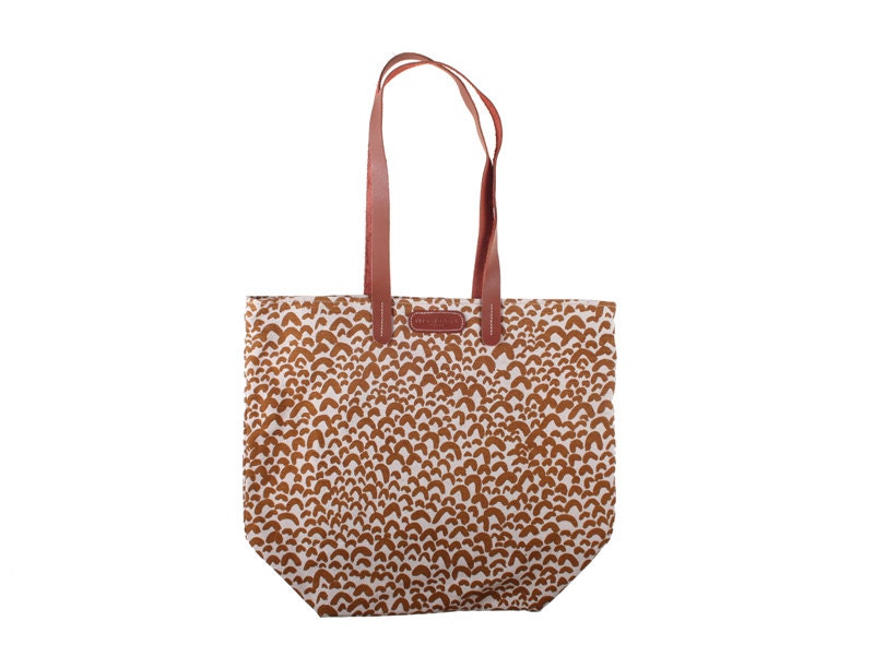 Bag O' Booty Tote/Shopper in printed fabric with leather handles