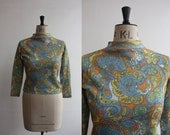 Vintage 1960s Paisley Top Jumper Sweater Size S