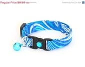 ON SALE Cat Collar - Peacock Blue Swirl- Small Cat / Kitten Size