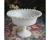 Vintage Milk Glass Hobnail Centerpiece by L E Smith