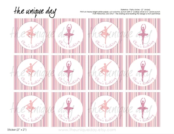 Printable BallerinaThemed Birthday Party - Cupcake Toppers - Favor Tags - Party circles Il_570xn
