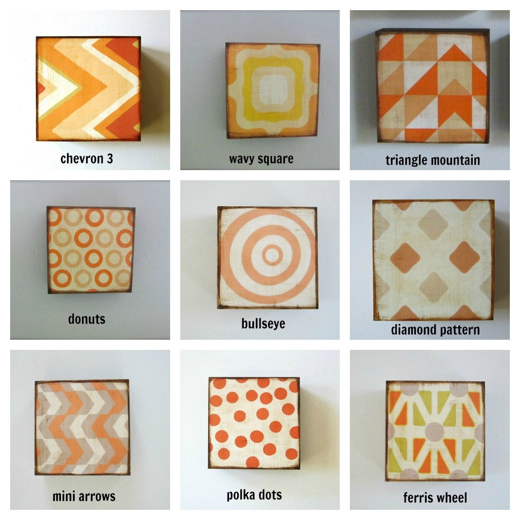 Art Block l Choose (1) One of our Custom Designs 5x5 wood geometric nature animal colorful personalized redtilestudio