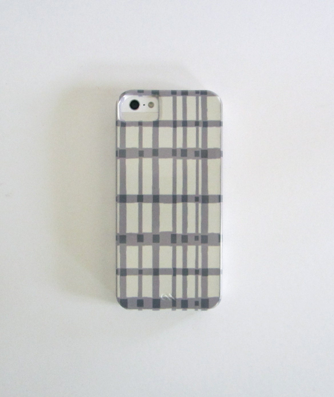Modern iPhone 5 case l GRAY Gingham l  BARELY THERE geometric pattern redtilestudio