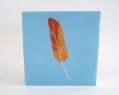 Original Painting l Feather l 8x8 acrylic painting l southwestern wall decor home decor