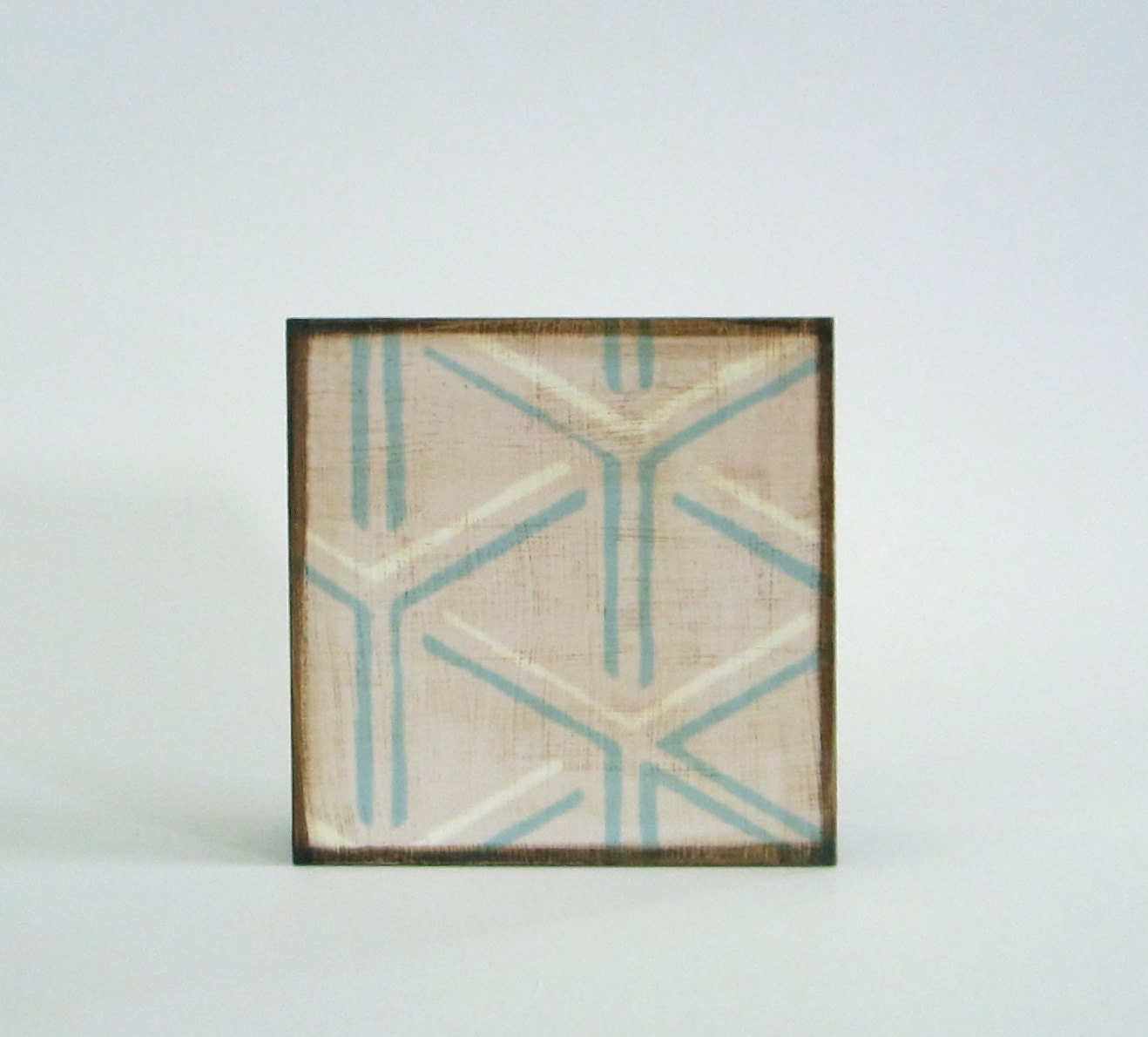 Wall Decor l Art Block l Triton Triangle Pattern  5x5 lines Blue Gray White Home Decor Housewares geometric modern graphic red tile studio