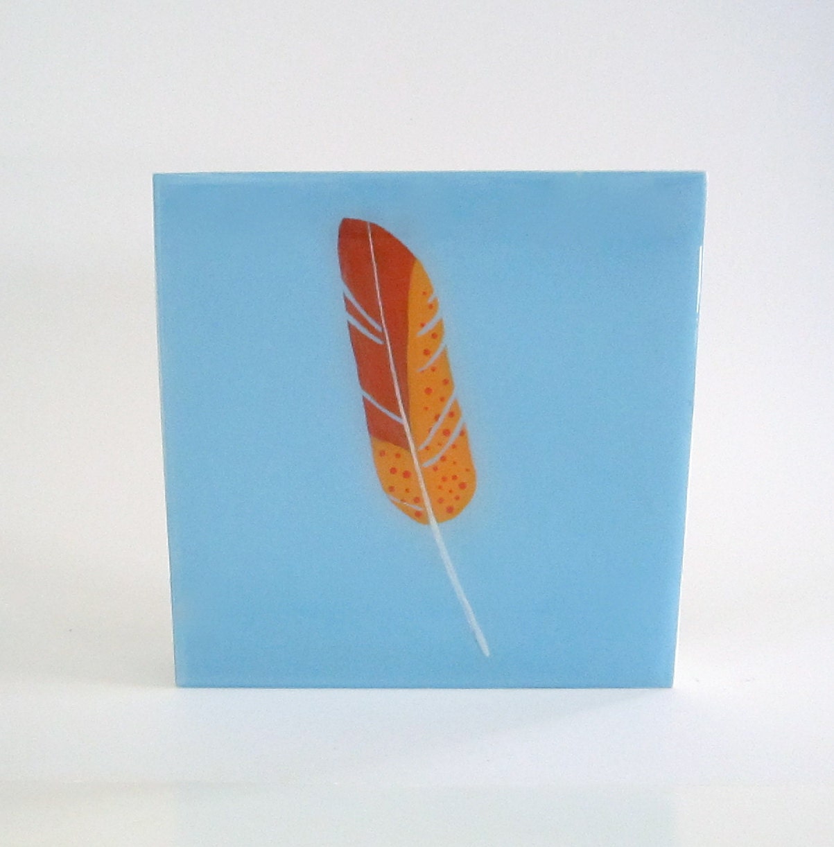 Original Painting l Feather l 8x8 acrylic painting l southwestern wall decor home decor