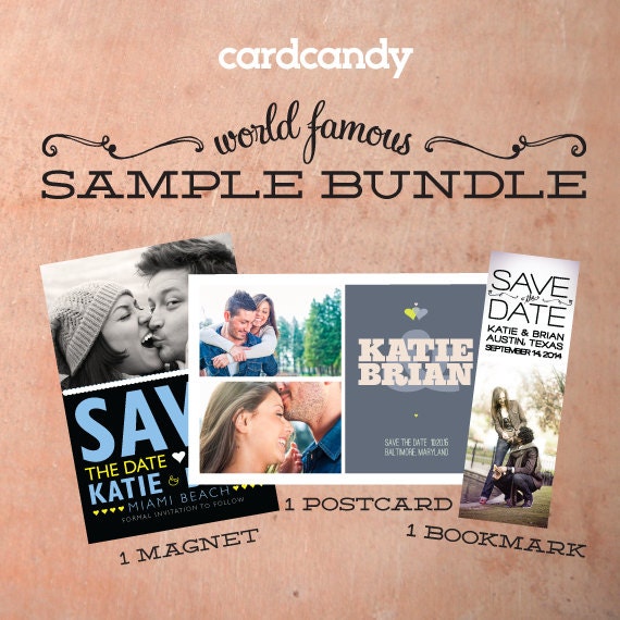 SAMPLE BUNDLE - Save The Date Card, Save The Date Magnet, Save The Date Bookmark