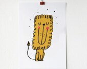 A3 Lion Illustration Print