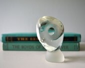 Vintage Glass Owl Figurine, Clear Art Glass Bird Figure, Abstract Woodland Forest Animal, Paperweight, Shelf Sitter, Crystal