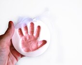 Small Personalized ceramic handprint  3-D or imprint ornament in ceramic  with mold Included
