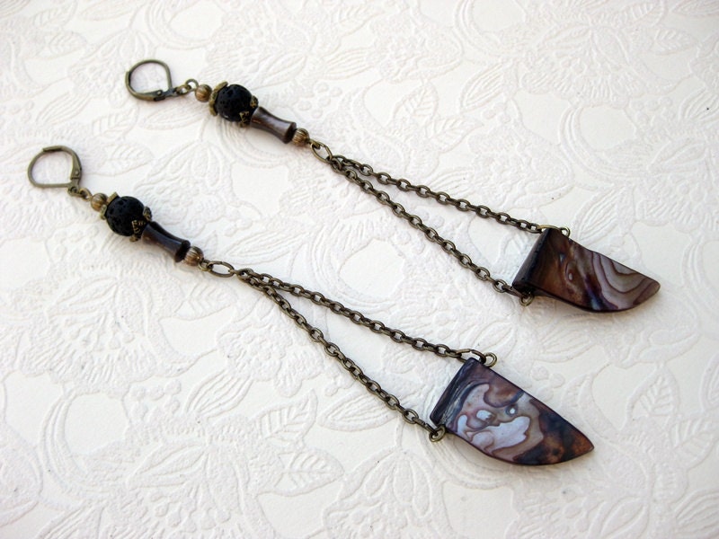 Abalone Tooth Pendulum Earrings