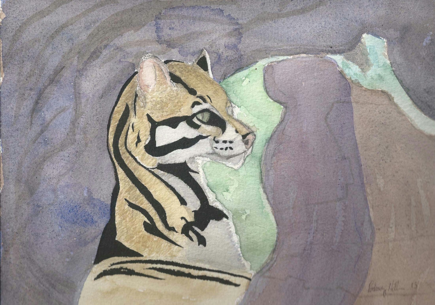 Ocelot watercolor print