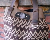 Burlap and leather tote