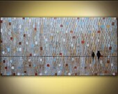 Bird Painting Abstract original acrylic on canvas birds on a wire 6 foot