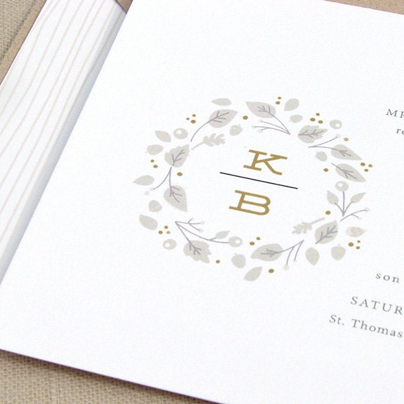Modern Autumn Wedding Invitation-Rustic Leaves and Berries-LEAH