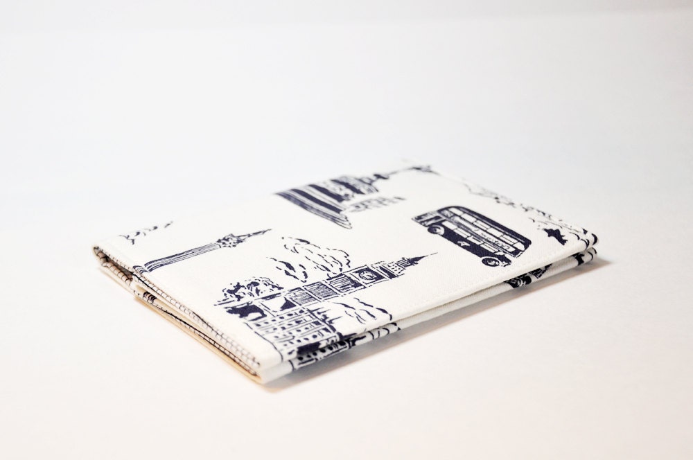 Passport Sleeve Case Holder London scene Black White