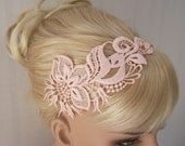 Orchid lace headband blush pink pastel peach