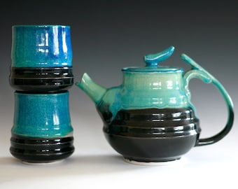 Ceramic Tea Set, Handmade porcelain pottery
