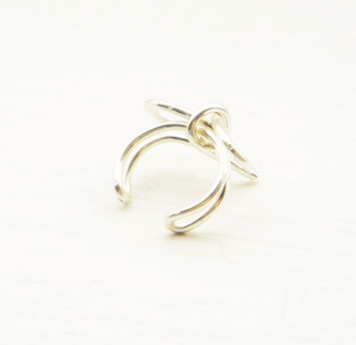 Ear Cuff Silver Bow Dainty Ear Wrap Earcuff