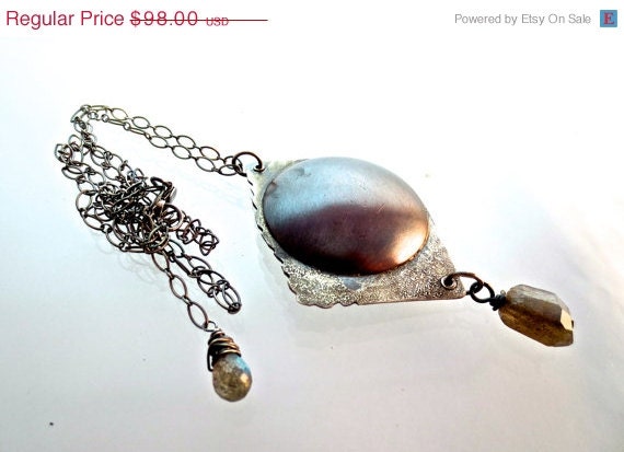 50off SALE FREE SHIPPING Full Moon Necklace With Labradorite Mixed Metal Jewelry