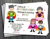 Superhero Birthday Invitation - FREE Thank You Card Included