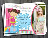 Pool Party Invitation - FREE Thank You Card included Il_170x135