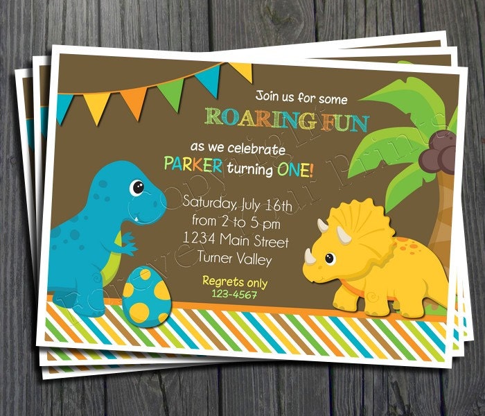Dinosaur Birthday Invitation - FREE Thank You Card included Il_170x135