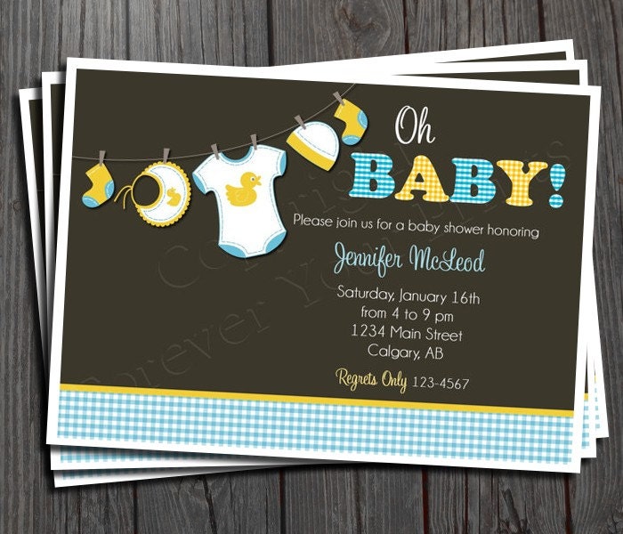 Baby Boy Shower Invitation - FREE Thank You Card Included Il_570xn
