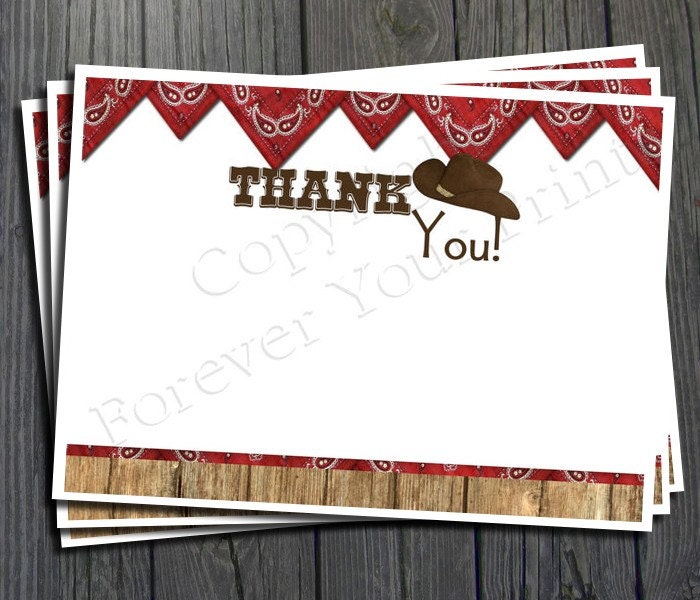 Cowboy Thank You Card - Printable Thank You Card Il_570xn