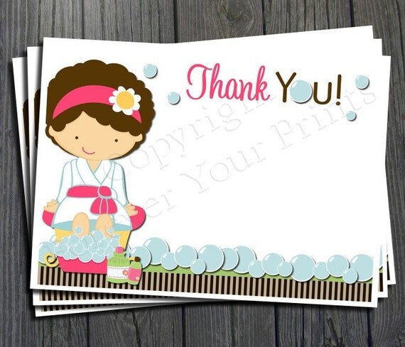 Spa Party Thank You Card - Printable Design Il_570xn