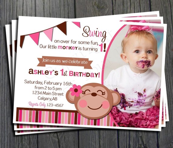 Monkey Birthday Invitation - Includes FREE Thank You Card Il_570xn
