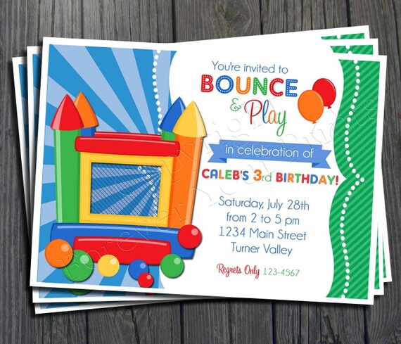 Bounce House Birthday Invitation - FREE Thank You Card included Il_570xn
