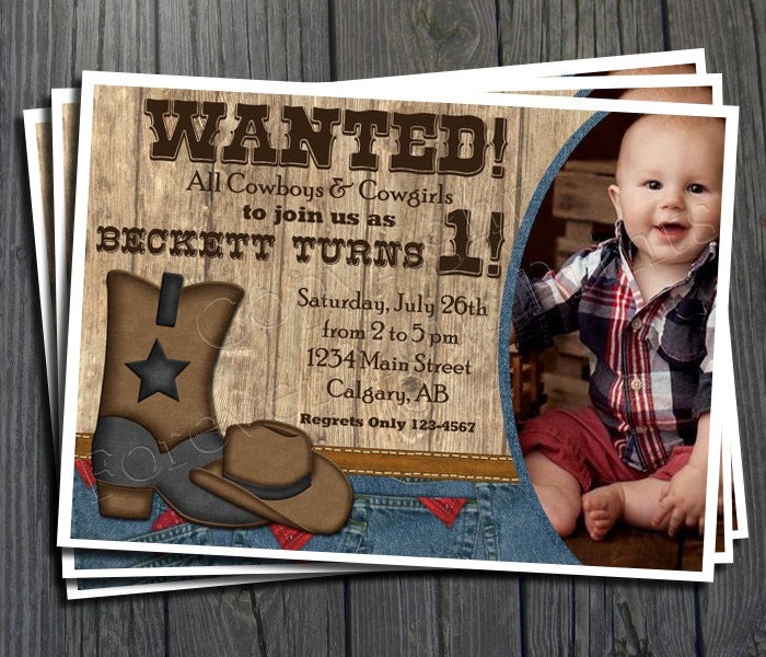 Cowboy Birthday Invitation - FREE Thank You Card included