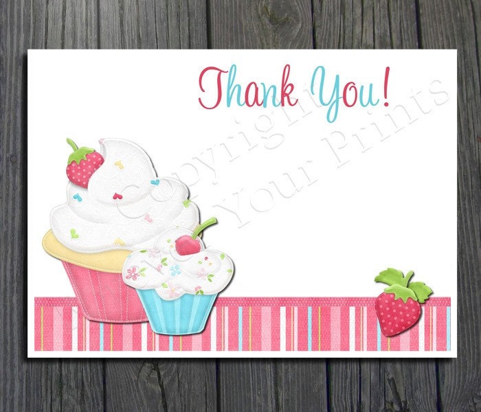Cupcake Birthday Invitation - FREE Thank You Card included