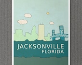 Jacksonville 16x20 / Typographic Travel Skyline Print, Nursery Art, Digital Print, Giclee, Art Poster, Kids Room, Florida