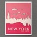 Children Decor Nursery Wall Art Home Decor City Poster - New York in Pink 8 x 10 - Urban Chic Modern Loft Typography Travel Print