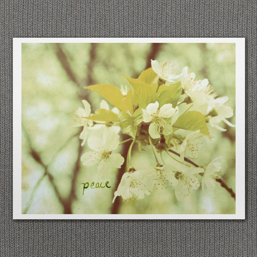 Peace 8x10 / Nature Photo, Inspirational, Winter Holiday, Romantic Cottage, Retro, Shabby Chic, Christmas Cabin, Inspirational Decor