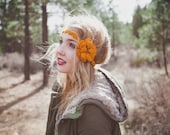 Crocheted Flower with double layers in Sunset Yellow