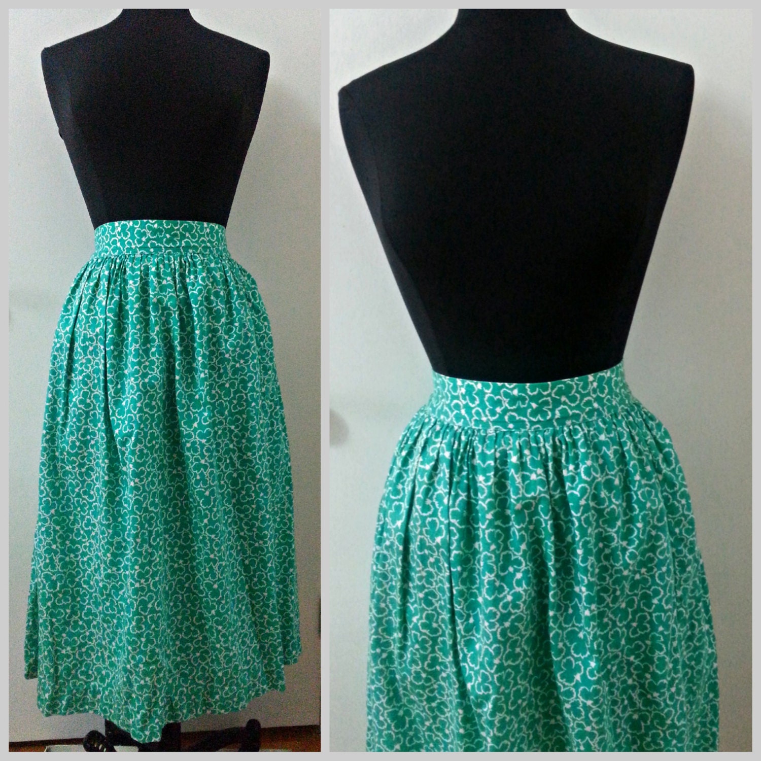 Vintage Circle Mid Skirt with Floral Pattern. Size M/L Waist 30